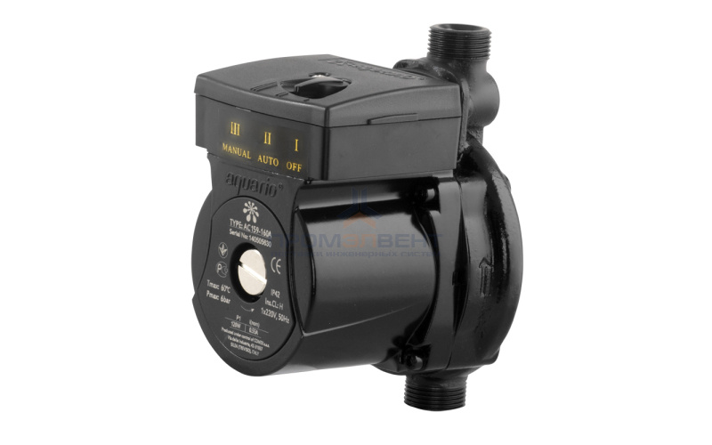 Насос циркуляционный Aquario AC 159-160A - 0,12 кВт (однофазный, Ду15, Hmax 9 м, Qmax 1,5 м³/ч)