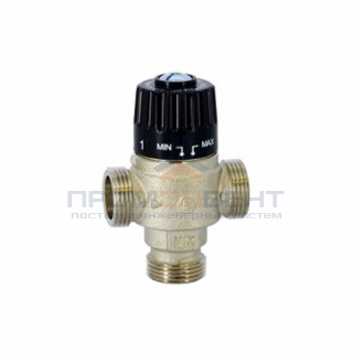 Клапан термостатический смесительный STOUT - 1" (НР, t30-65°C, kvs 1.8, T-образное смешивание)