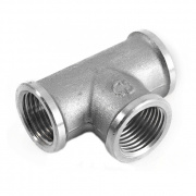 Тройник латунный резьбовой равнопроходный STOUT (ВР) - 1"1/2 (никелированный)