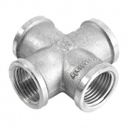 Крестовина латунная резьбовая равнопроходная STOUT (ВР) - 1" (никелированная)