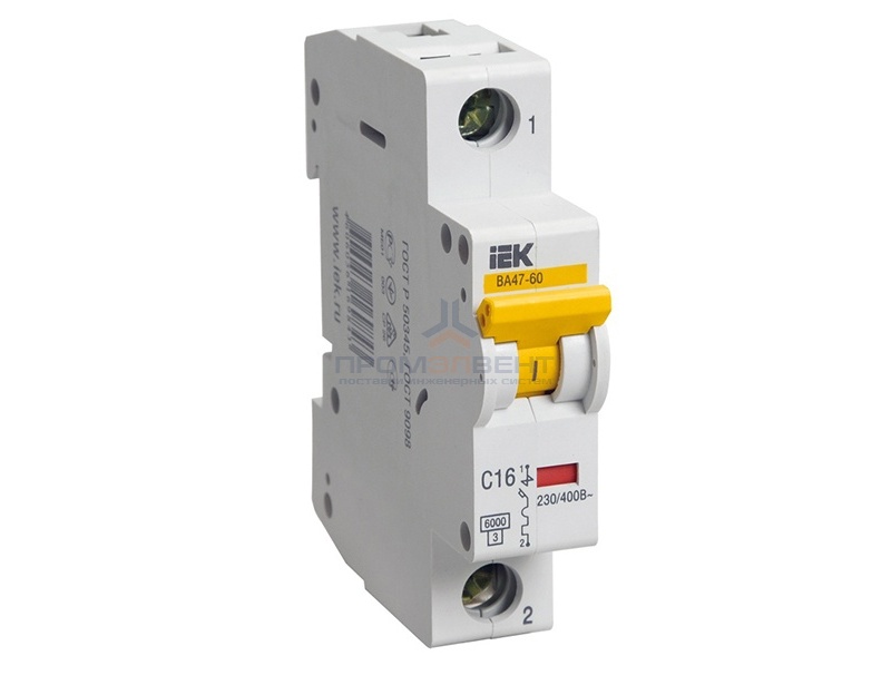 Автоматический выключатель ВА 47-60 1Р 6А 6кА характеристика С ИЭК (автомат)