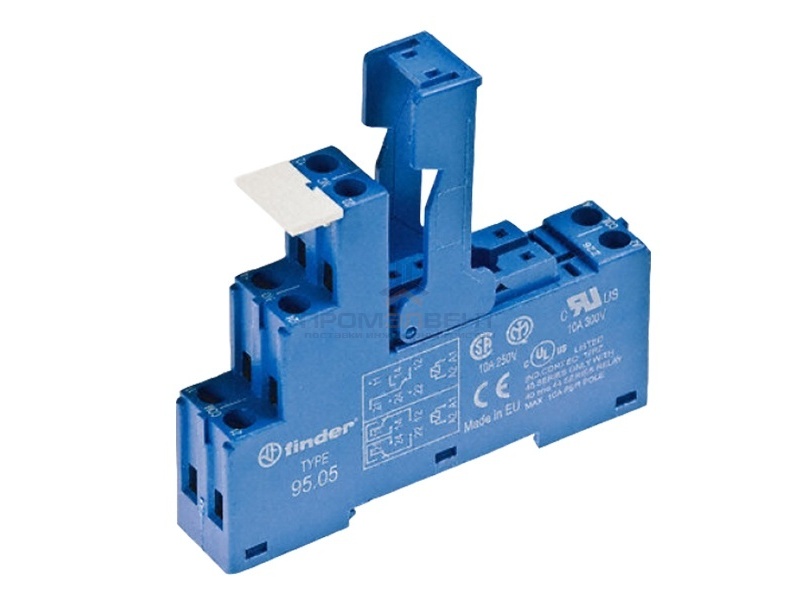 Розетка Finder 95.05 с винтовыми клеммами для реле 40.51/40.52/40.61/44.52/44.62 (с зажимной клетью)